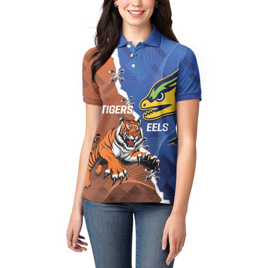 Personalised Tigers and Eels Rugby Women Polo Shirt Dynamic Style