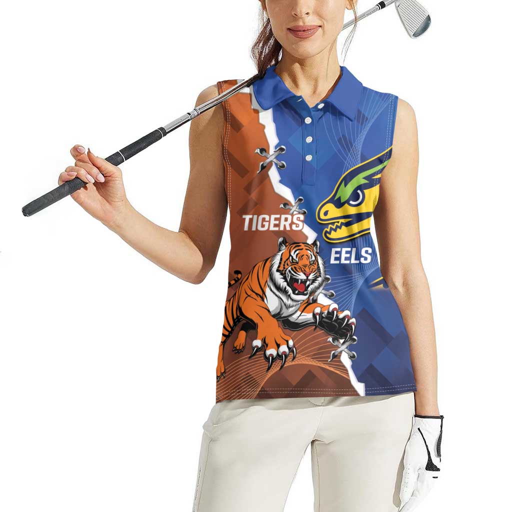 Personalised Tigers and Eels Rugby Women Sleeveless Polo Shirt Dynamic Style
