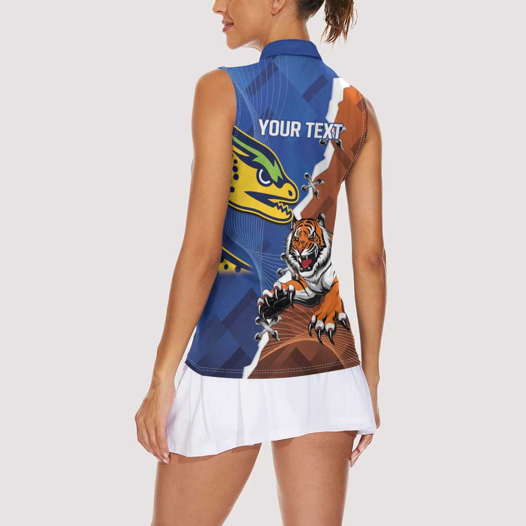 Personalised Tigers and Eels Rugby Women Sleeveless Polo Shirt Dynamic Style