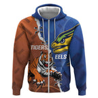 Personalised Tigers and Eels Rugby Zip Hoodie Dynamic Style