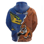 Personalised Tigers and Eels Rugby Zip Hoodie Dynamic Style
