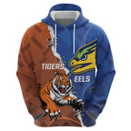 Personalised Tigers and Eels Rugby Zip Hoodie Dynamic Style
