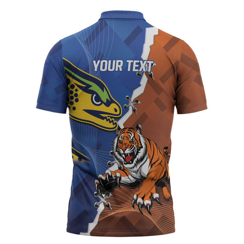 Personalised Tigers and Eels Rugby Zipper Polo Shirt Dynamic Style
