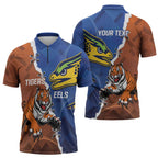 Personalised Tigers and Eels Rugby Zipper Polo Shirt Dynamic Style