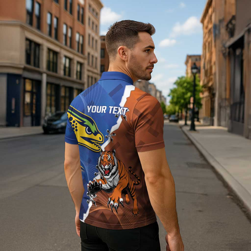 Personalised Tigers and Eels Rugby Zipper Polo Shirt Dynamic Style