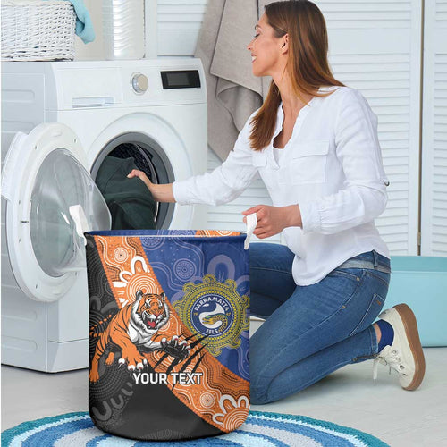 Personalised Tigers and Eels Rugby Laundry Basket Aboriginal Art