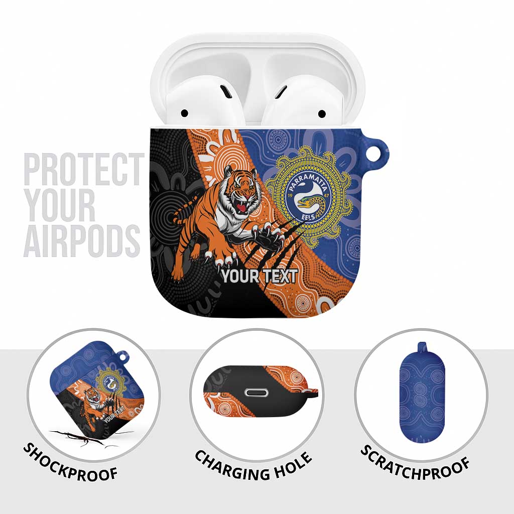 Personalised Tigers and Eels Rugby AirPods Case Aboriginal Art