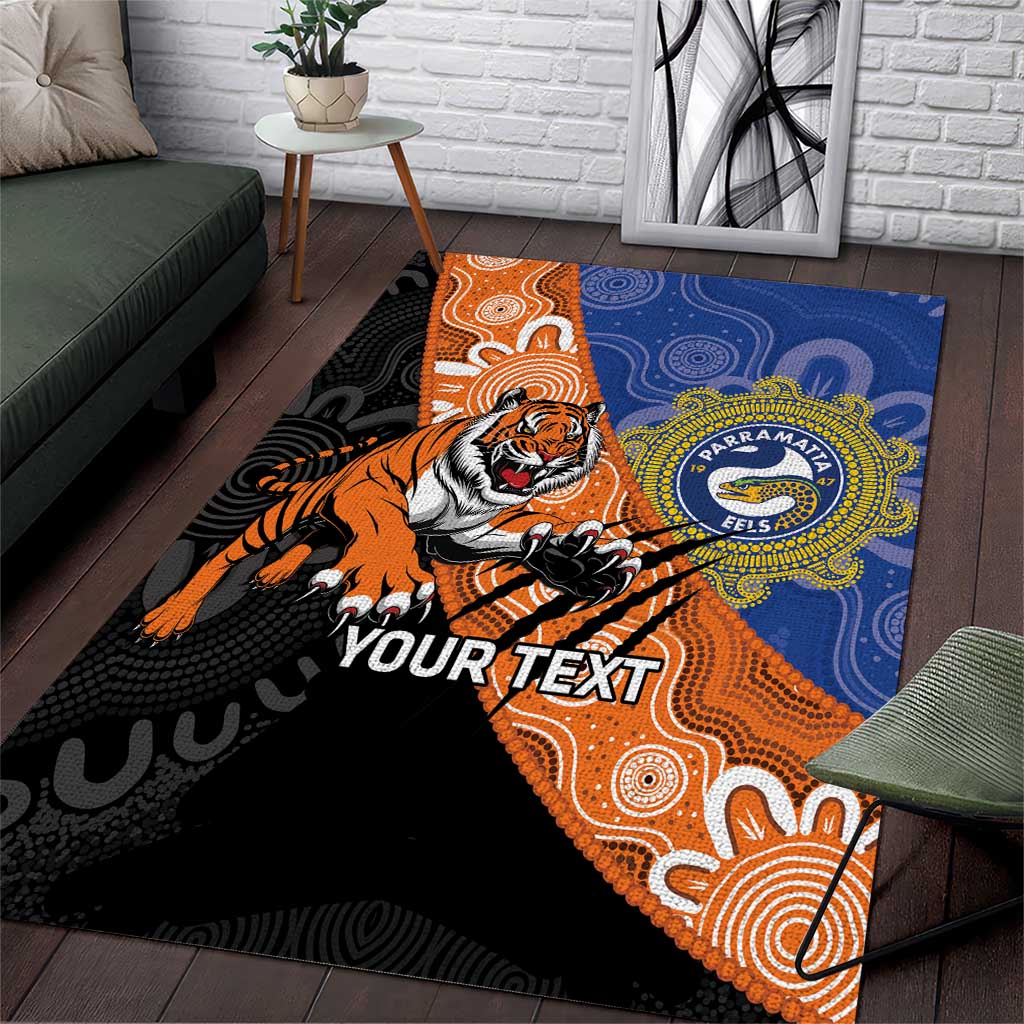 Personalised Tigers and Eels Rugby Area Rug Aboriginal Art