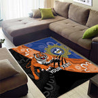 Personalised Tigers and Eels Rugby Area Rug Aboriginal Art