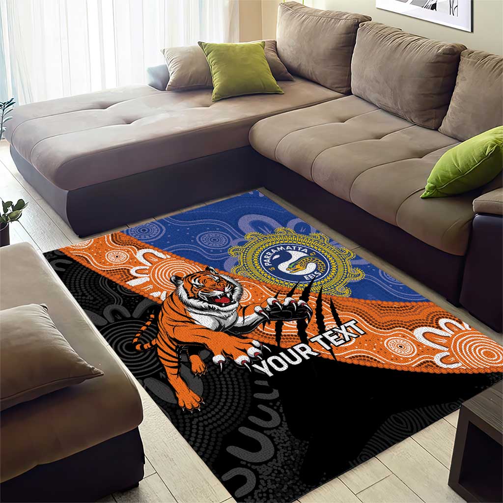 Personalised Tigers and Eels Rugby Area Rug Aboriginal Art