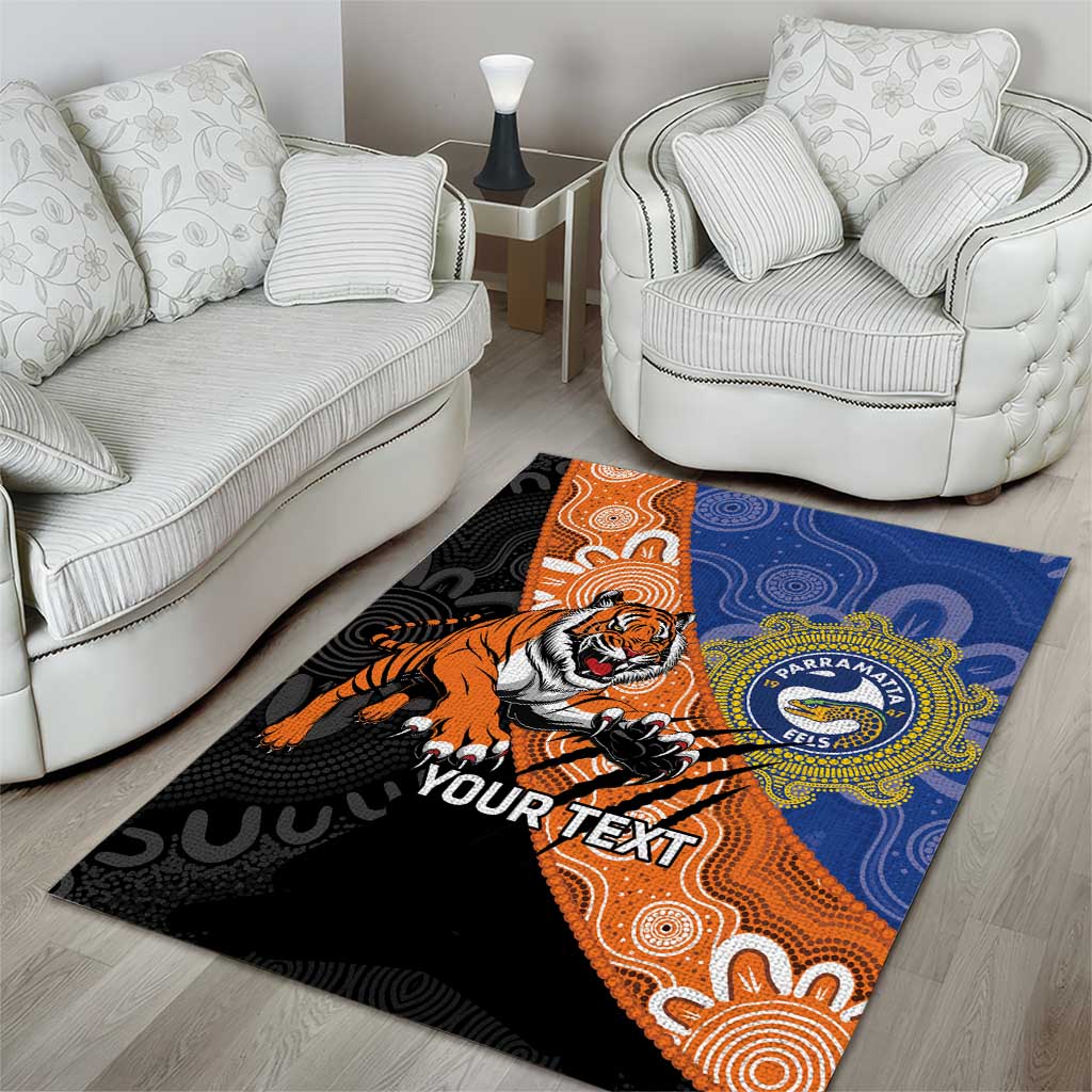 Personalised Tigers and Eels Rugby Area Rug Aboriginal Art
