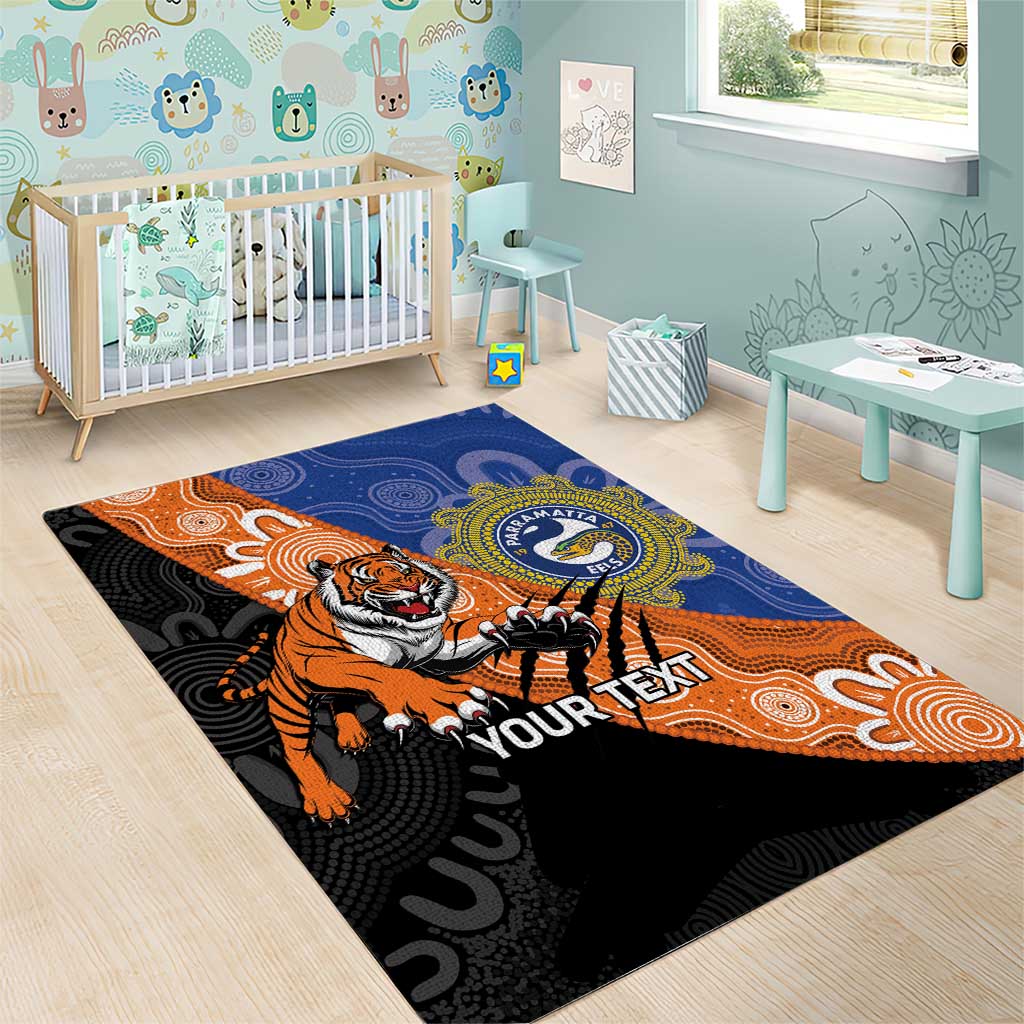 Personalised Tigers and Eels Rugby Area Rug Aboriginal Art