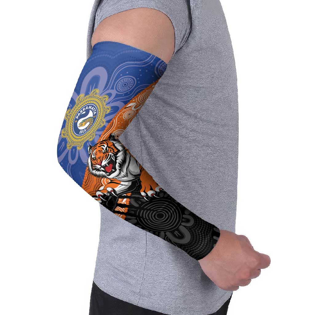 Personalised Tigers and Eels Rugby Arm Sleeves Aboriginal Art