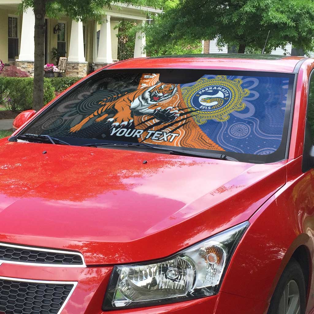 Personalised Tigers and Eels Rugby Auto Sun Shade Aboriginal Art