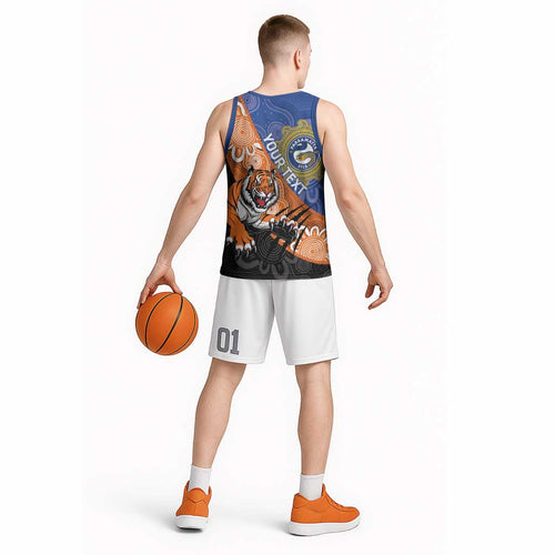 Personalised Tigers and Eels Rugby Basketball Jersey Aboriginal Art