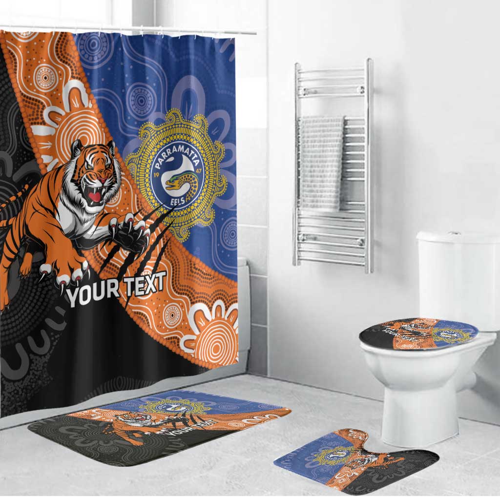 Personalised Tigers and Eels Rugby Bathroom Set Aboriginal Art