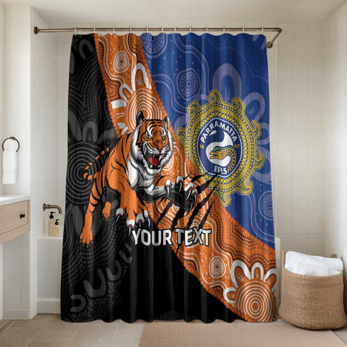 Personalised Tigers and Eels Rugby Bathroom Set Aboriginal Art