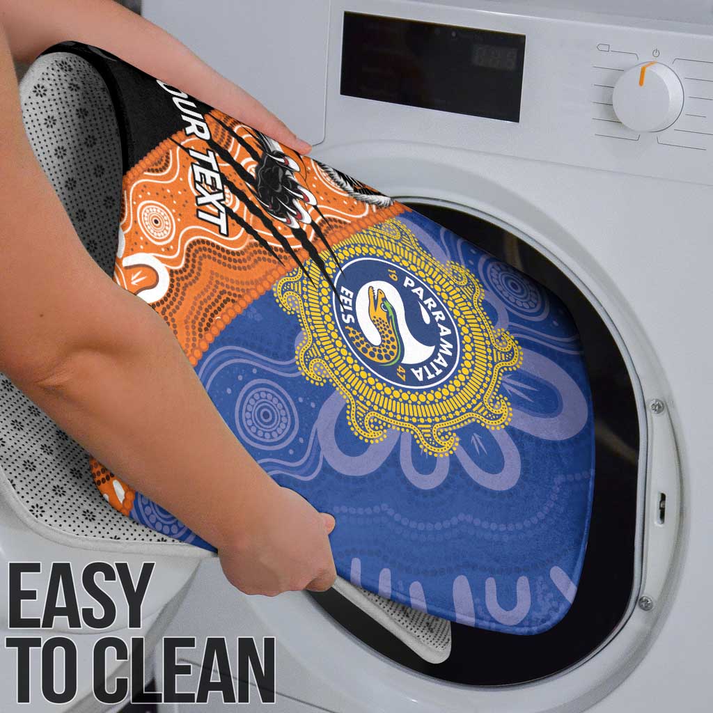 Personalised Tigers and Eels Rugby Bathroom Set Aboriginal Art