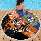 Personalised Tigers and Eels Rugby Beach Blanket Aboriginal Art