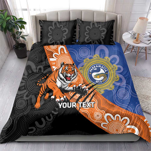 Personalised Tigers and Eels Rugby Bedding Set Aboriginal Art