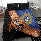 Personalised Tigers and Eels Rugby Bedding Set Aboriginal Art