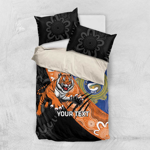 Personalised Tigers and Eels Rugby Bedding Set Aboriginal Art