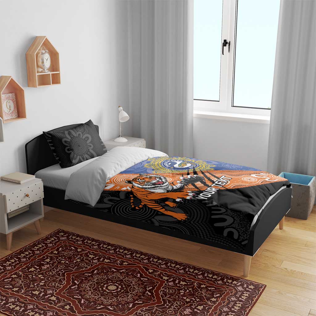 Personalised Tigers and Eels Rugby Bedding Set Aboriginal Art