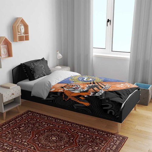 Personalised Tigers and Eels Rugby Bedding Set Aboriginal Art