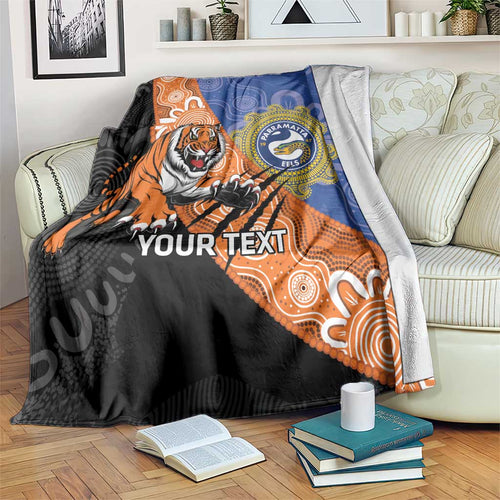 Personalised Tigers and Eels Rugby Blanket Aboriginal Art