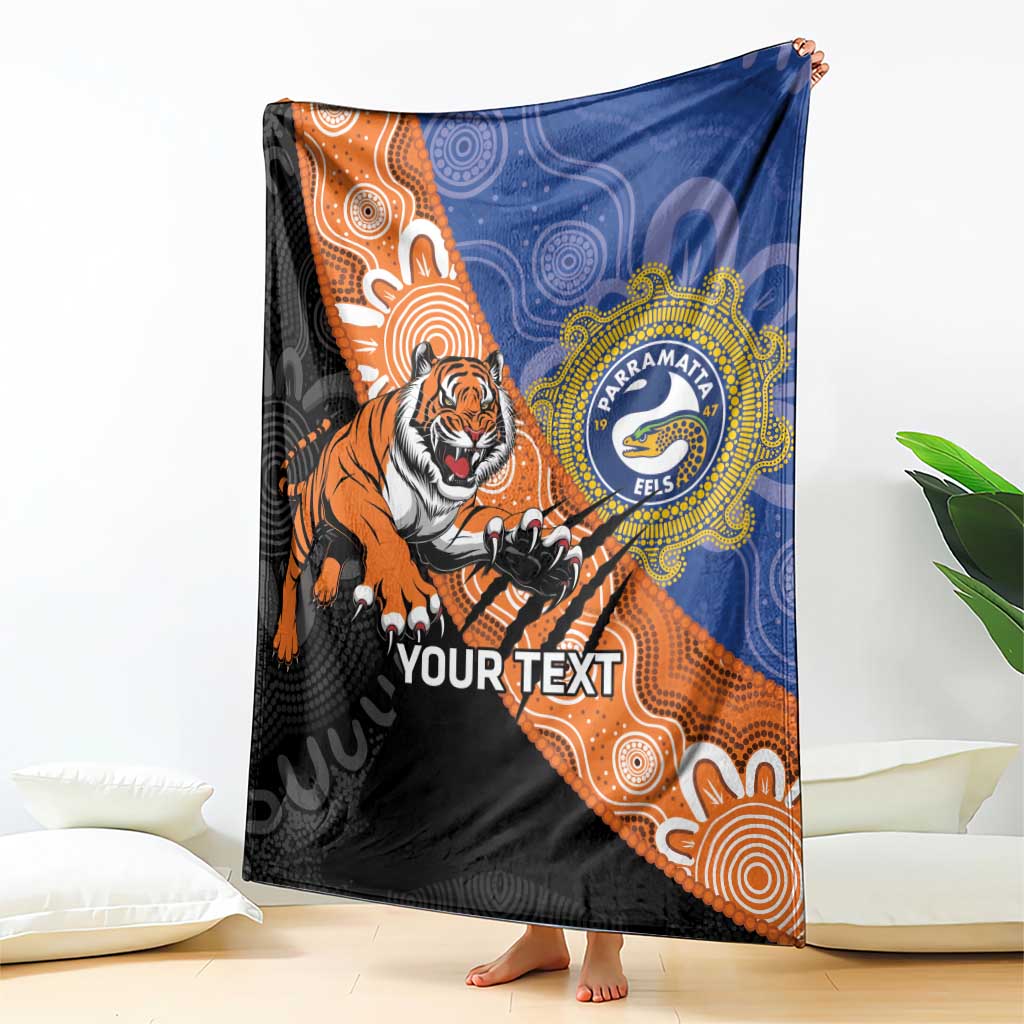 Personalised Tigers and Eels Rugby Blanket Aboriginal Art