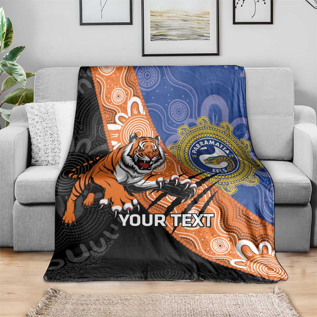 Personalised Tigers and Eels Rugby Blanket Aboriginal Art