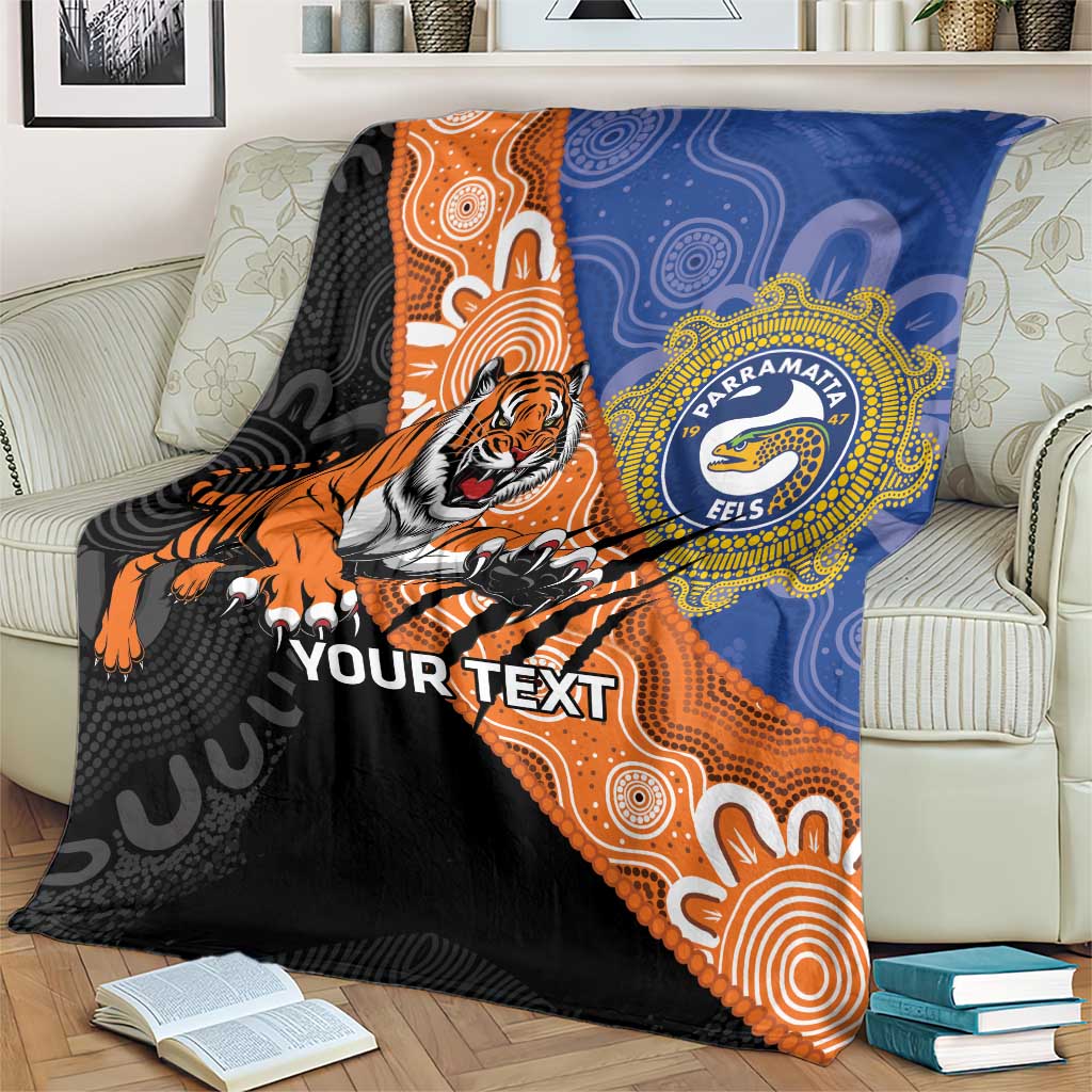 Personalised Tigers and Eels Rugby Blanket Aboriginal Art
