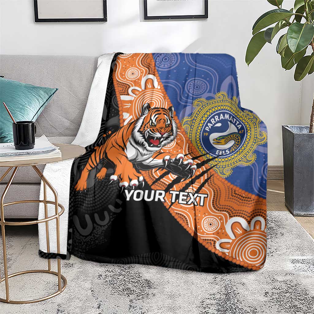 Personalised Tigers and Eels Rugby Blanket Aboriginal Art