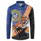 Personalised Tigers and Eels Rugby Button Sweatshirt Aboriginal Art