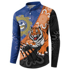 Personalised Tigers and Eels Rugby Button Sweatshirt Aboriginal Art