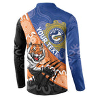 Personalised Tigers and Eels Rugby Button Sweatshirt Aboriginal Art