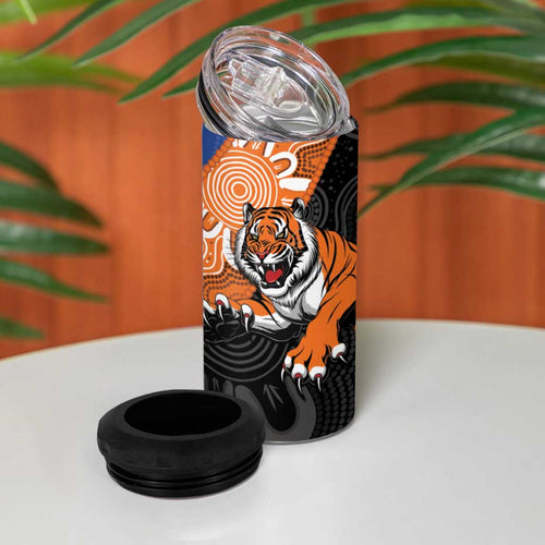 Personalised Tigers and Eels Rugby 4 in 1 Can Cooler Tumbler Aboriginal Art