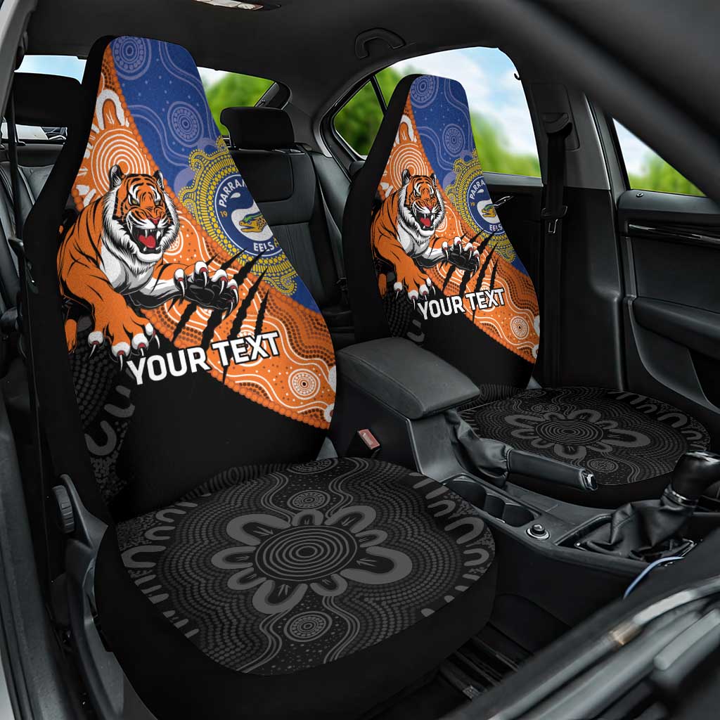 Personalised Tigers and Eels Rugby Car Seat Cover Aboriginal Art