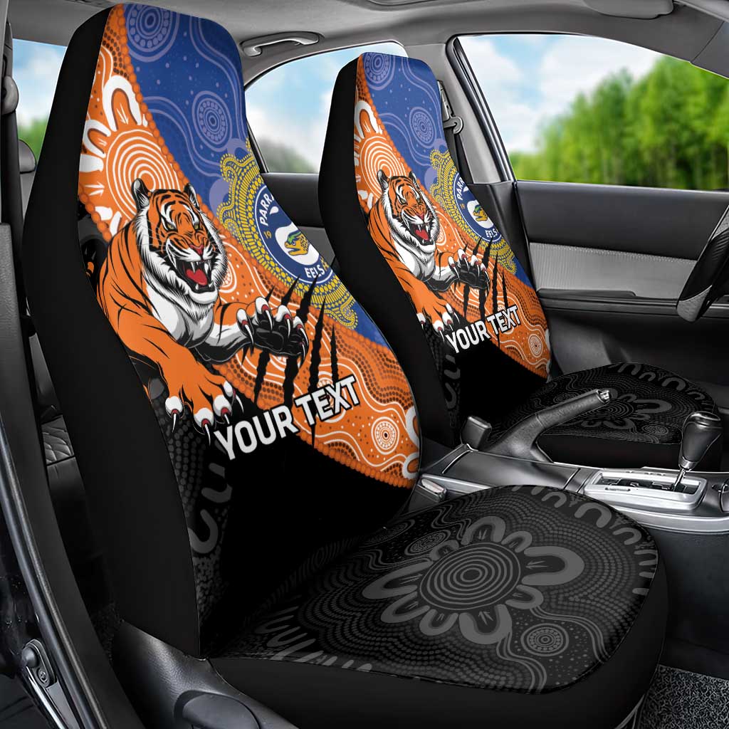 Personalised Tigers and Eels Rugby Car Seat Cover Aboriginal Art