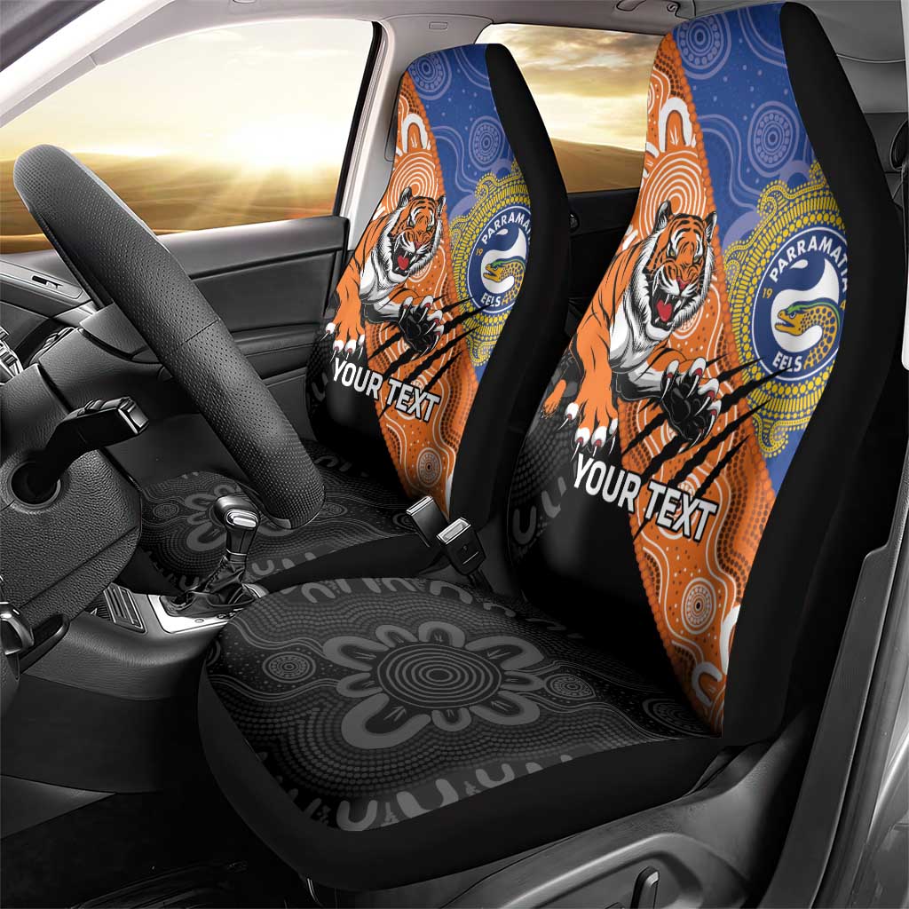 Personalised Tigers and Eels Rugby Car Seat Cover Aboriginal Art
