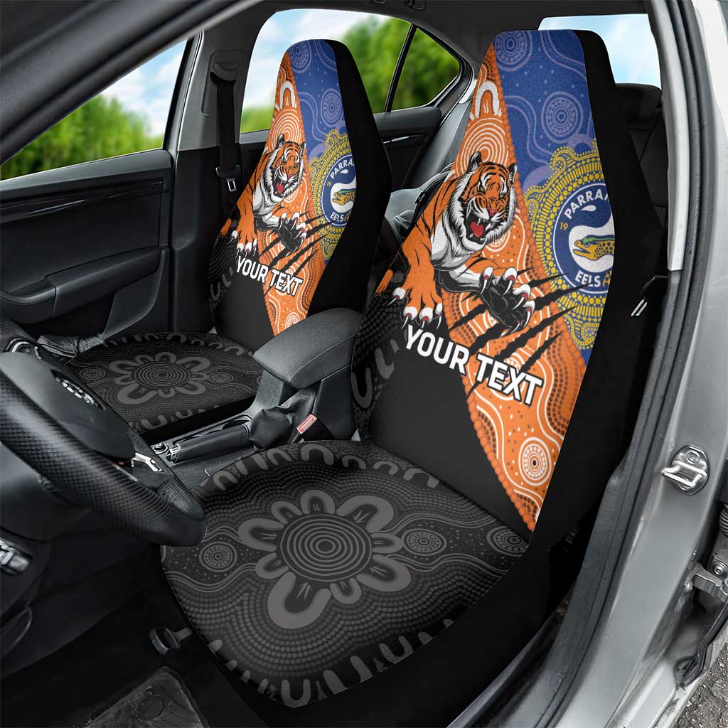 Personalised Tigers and Eels Rugby Car Seat Cover Aboriginal Art