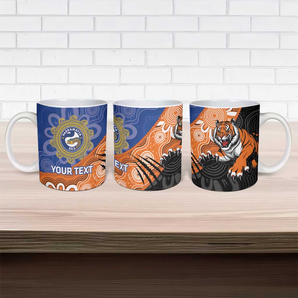 Personalised Tigers and Eels Rugby Ceramic Mug Aboriginal Art