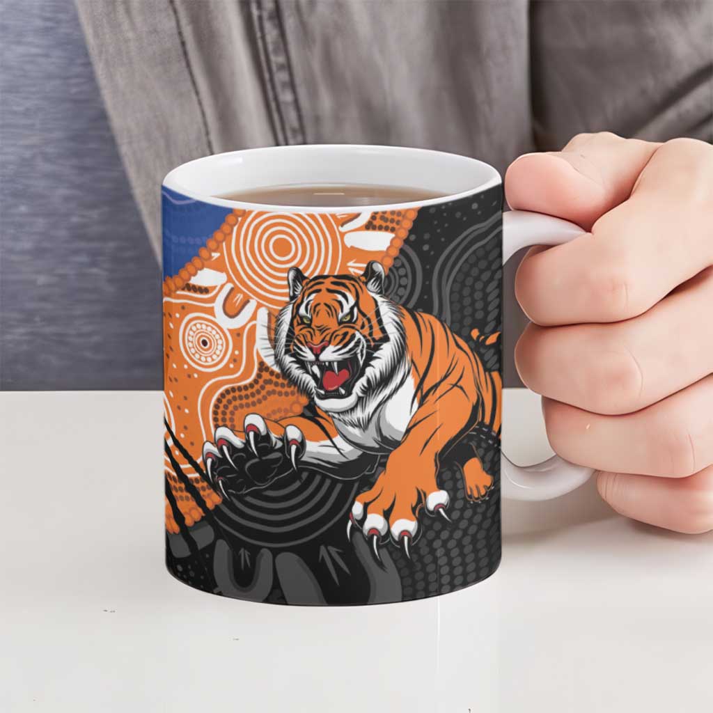 Personalised Tigers and Eels Rugby Ceramic Mug Aboriginal Art
