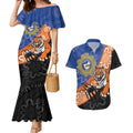 Personalised Tigers and Eels Rugby Couples Matching Mermaid Dress and Hawaiian Shirt Aboriginal Art