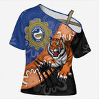 Personalised Tigers and Eels Rugby Cross Shoulder Shirt Aboriginal Art