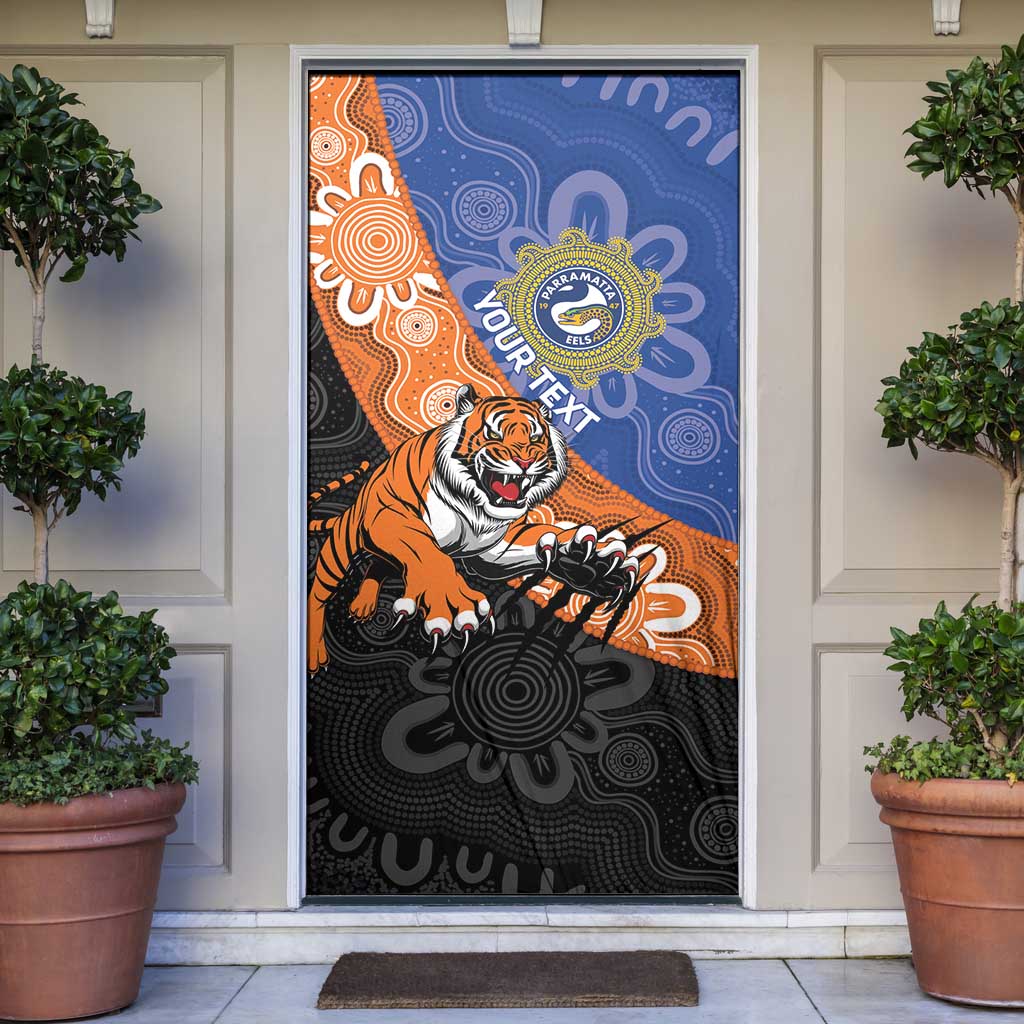 Personalised Tigers and Eels Rugby Door Cover Aboriginal Art
