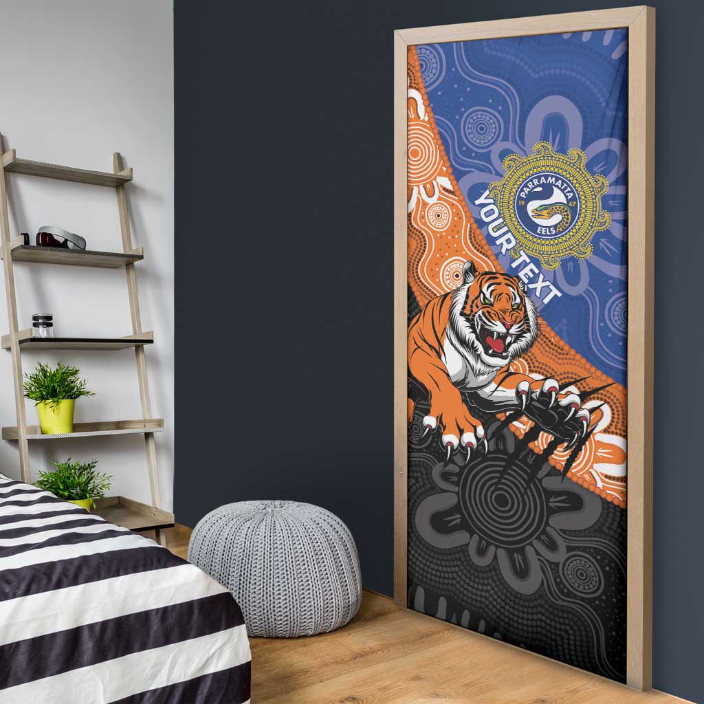 Personalised Tigers and Eels Rugby Door Cover Aboriginal Art