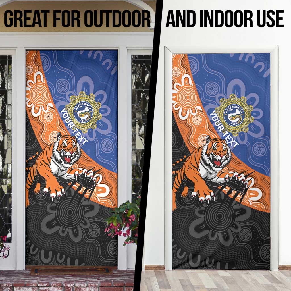 Personalised Tigers and Eels Rugby Door Cover Aboriginal Art