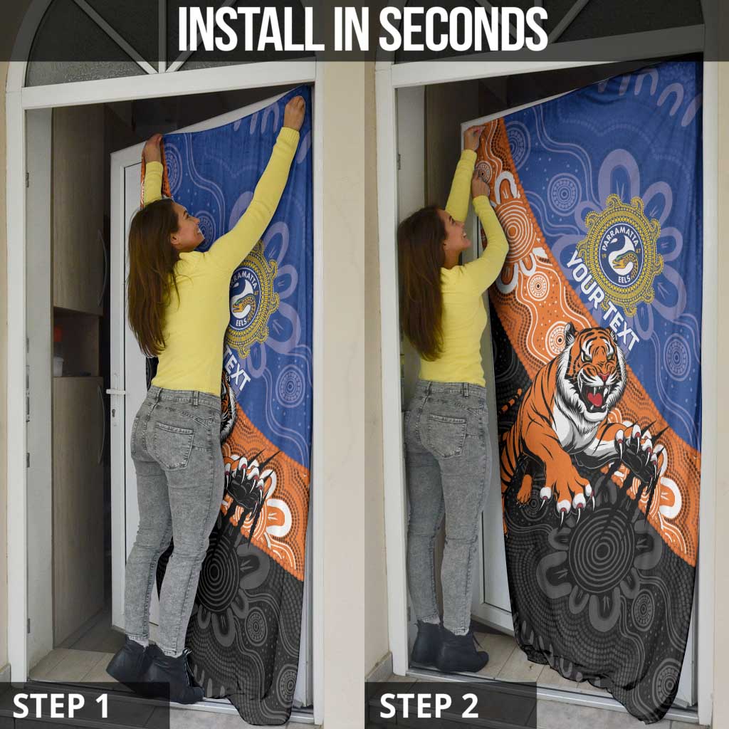 Personalised Tigers and Eels Rugby Door Cover Aboriginal Art