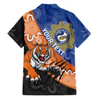 Personalised Tigers and Eels Rugby Family Matching Short Sleeve Bodycon Dress and Hawaiian Shirt Aboriginal Art